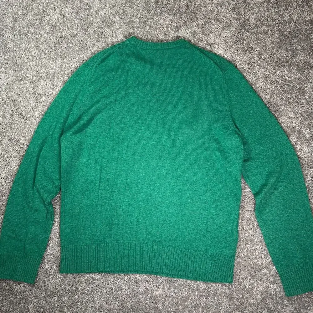 Banana‎ Republic Mens L Bright Green Italian Merino Wool Blend Crewneck Sweater